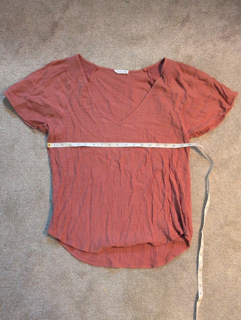Anthropologie Women's V-Neck Crepe Blouse in Dusty Rose